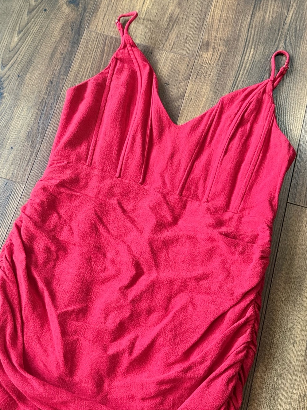 Alice Elle Regal World Mini Dress Red Ruched Ruffle Size 12 - Picture 2 of 9